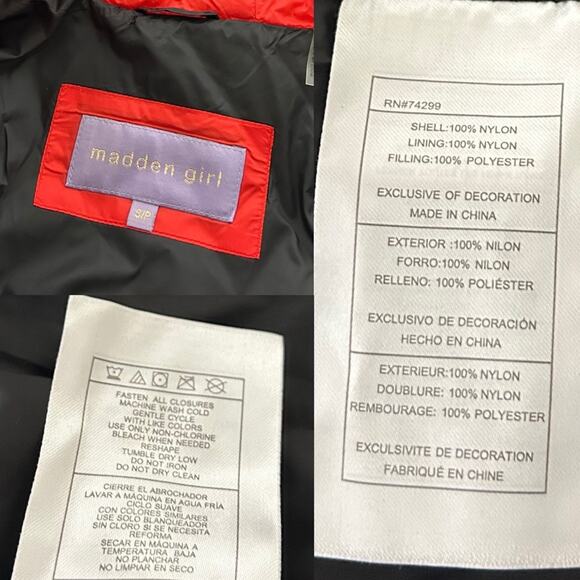 EUC Steve Madden Madden Girl Women's Red Packable Puffer Jacket. Size S. - Picture 12 of 12